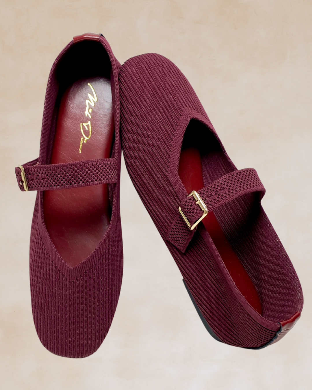 Cleopatra | Maroon Knit Ballet Flats