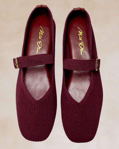 Cleopatra | Maroon Knit Ballet Flats