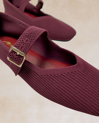 Cleopatra | Maroon Knit Ballet Flats