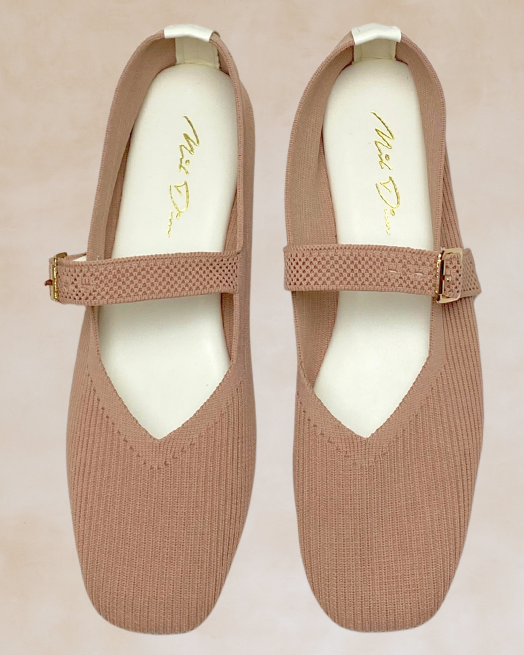 Cleopatra | Peach Knit Ballet Flats