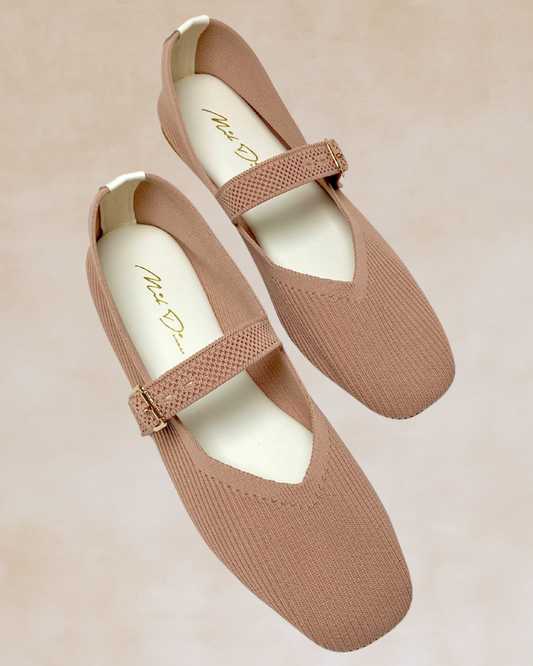 Cleopatra | Peach Knit Ballet Flats