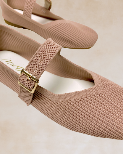 Cleopatra | Peach Knit Ballet Flats