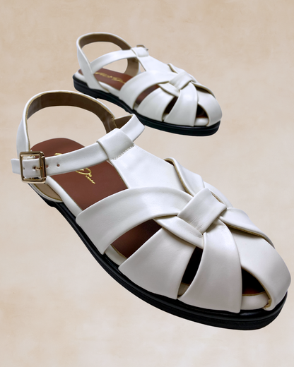Maharlika | White Crisscross Buckled Sandals
