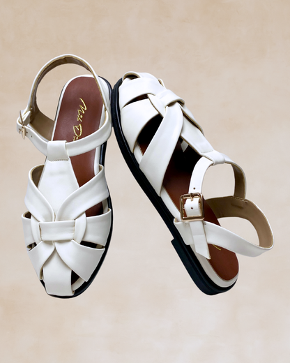 Maharlika | White Crisscross Buckled Sandals