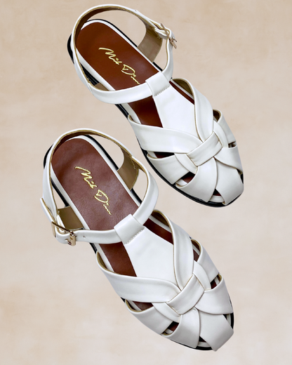 Maharlika | White Crisscross Buckled Sandals