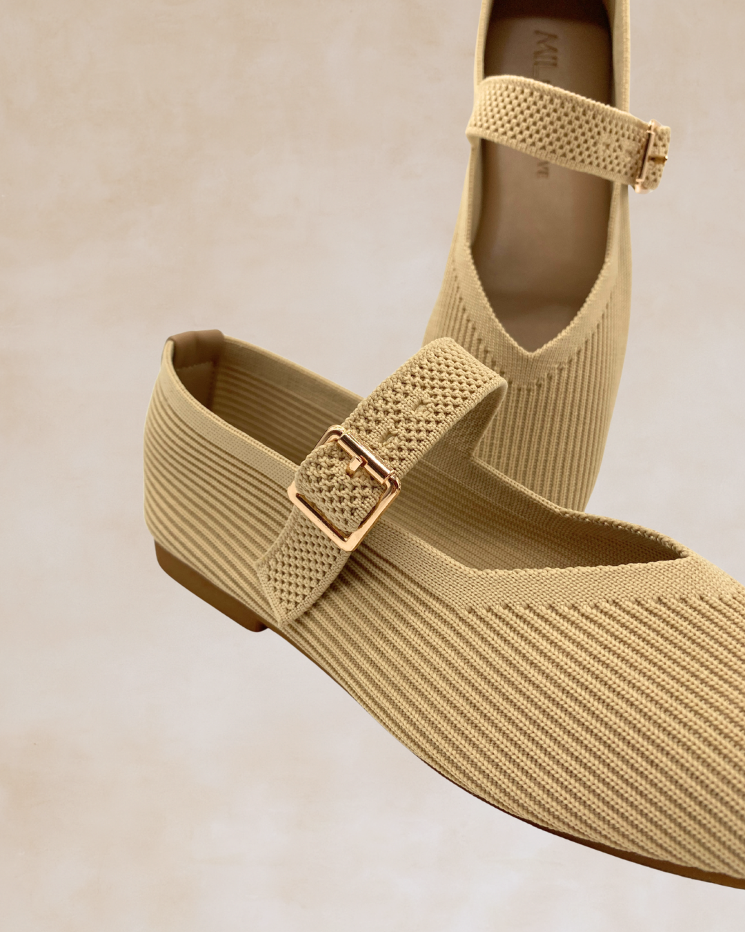 Cleopatra | Beige Knit Ballet Flats