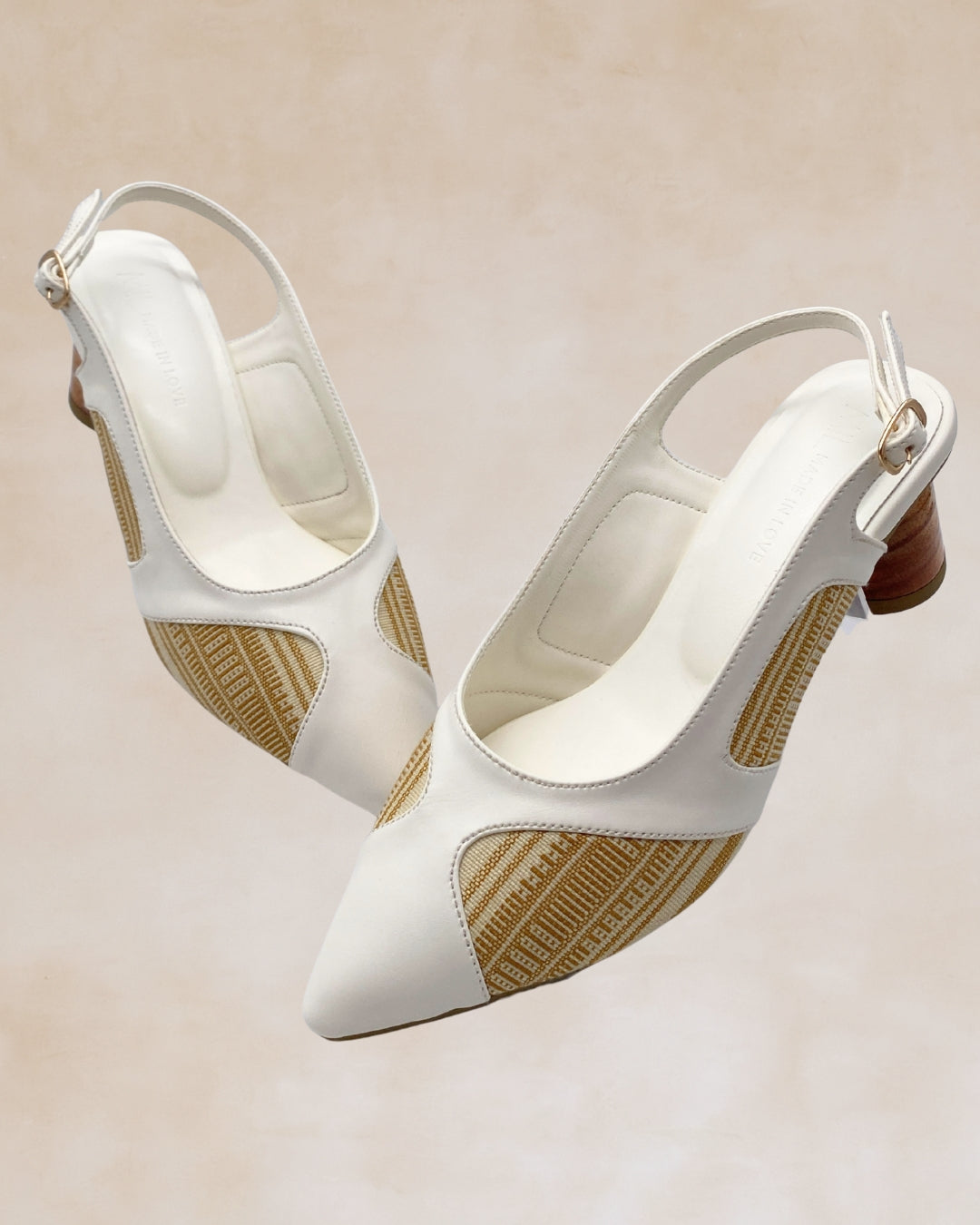 Adah | White Woven Slingback Heels