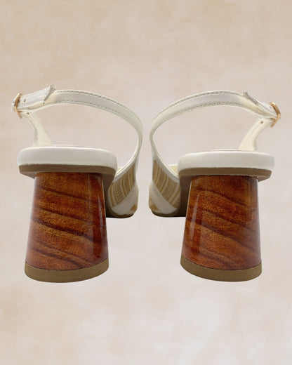Adah | White Woven Slingback Heels