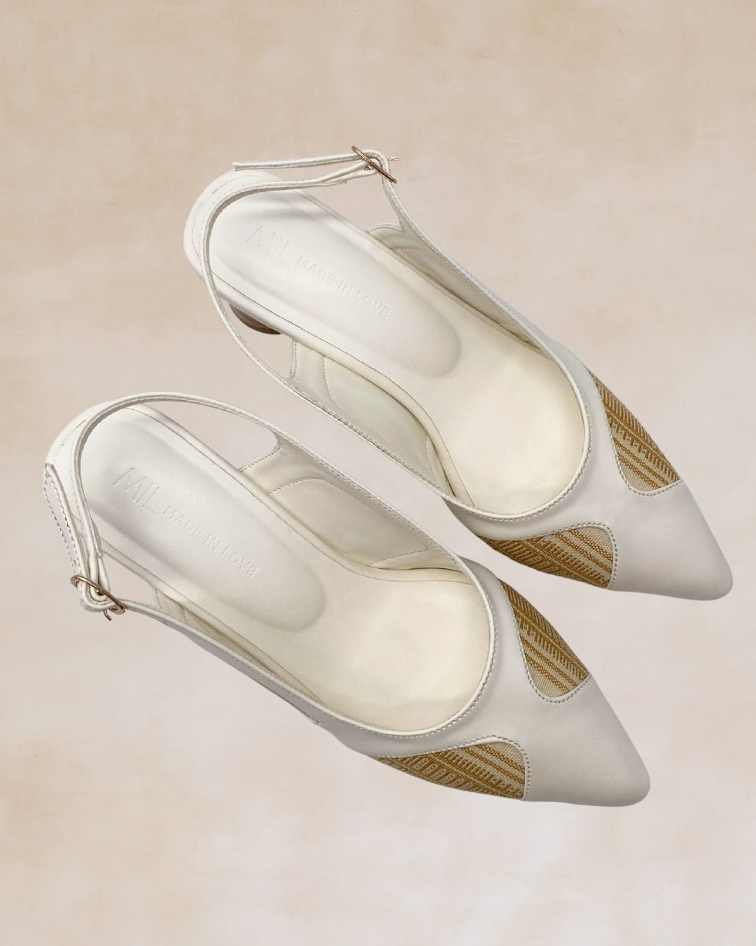 Adah | White Woven Slingback Heels