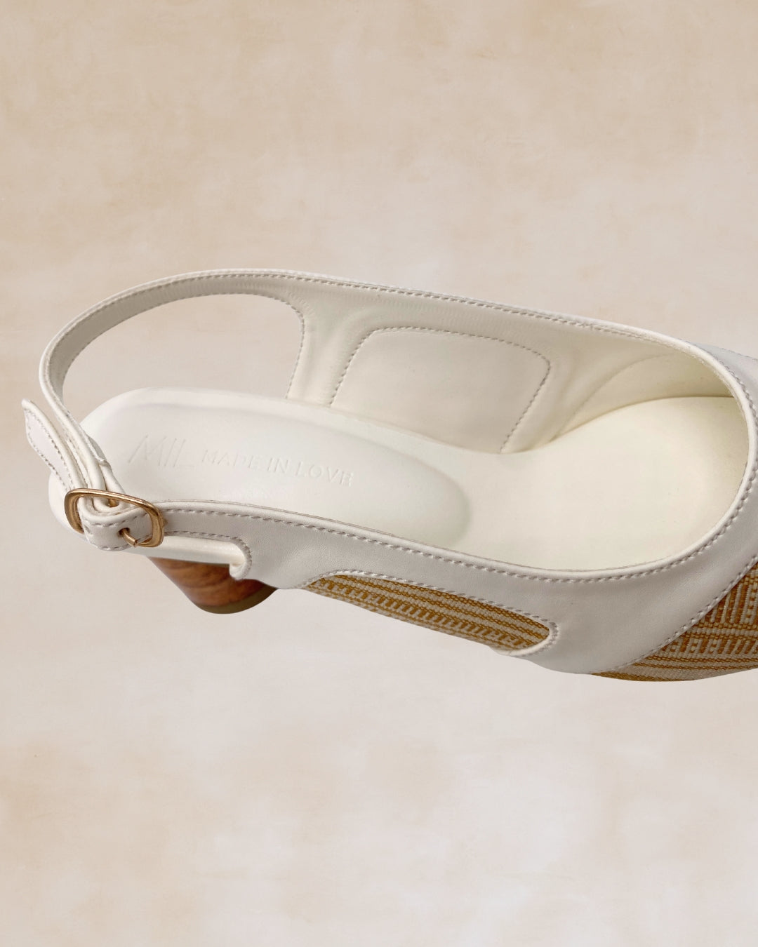 Adah | White Woven Slingback Heels