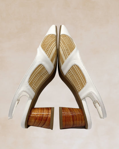 Adah | White Woven Slingback Heels
