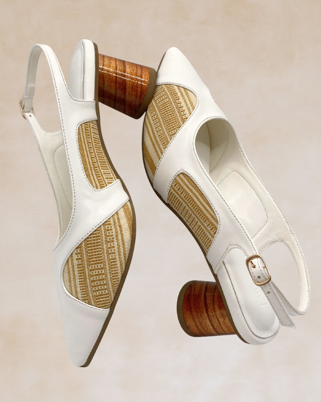 Adah | White Woven Slingback Heels