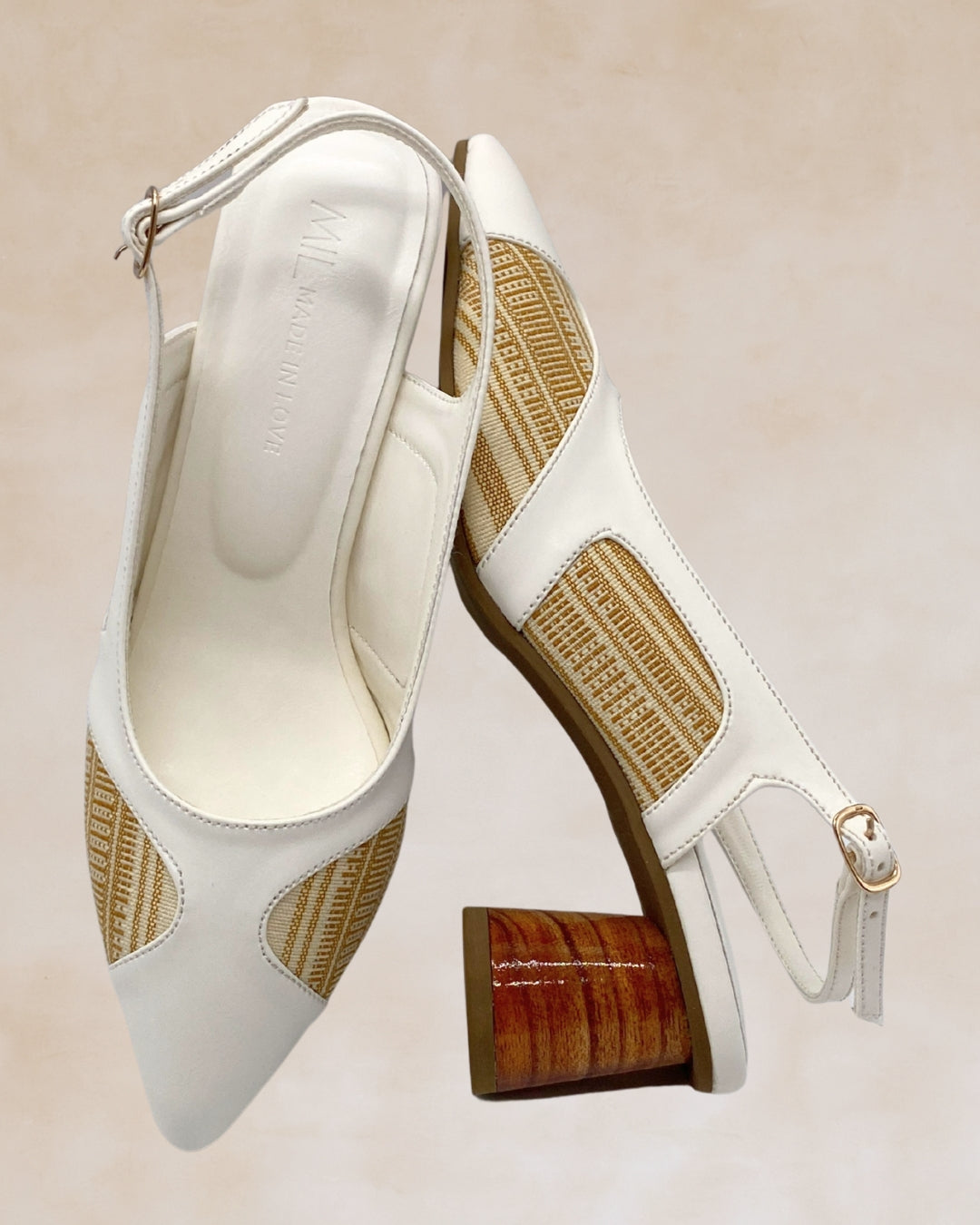 Adah | White Woven Slingback Heels