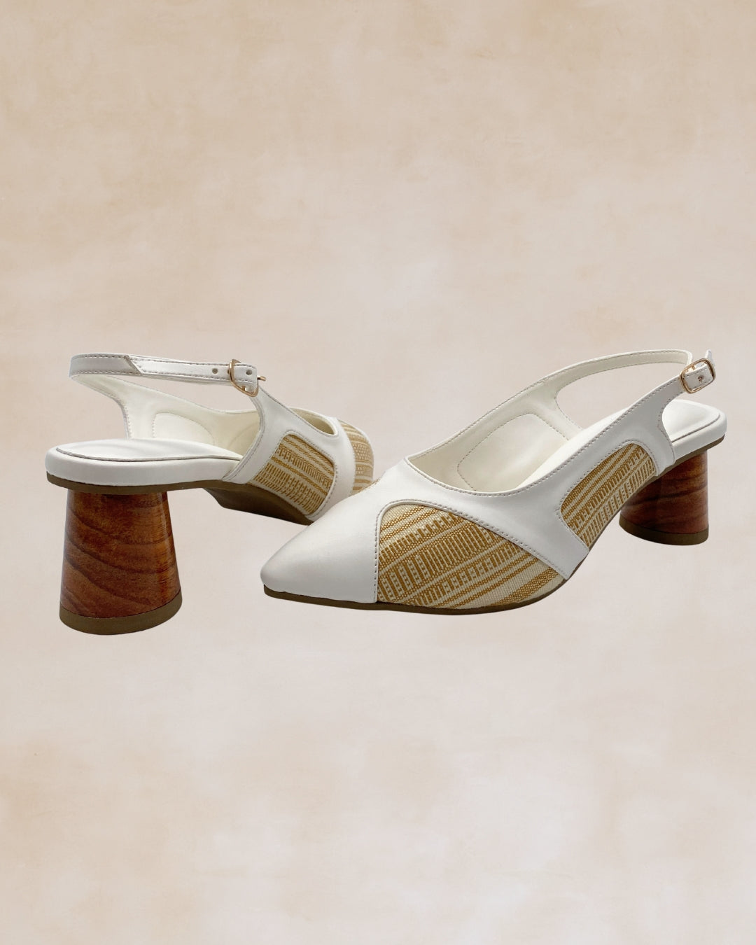 Adah | White Woven Slingback Heels