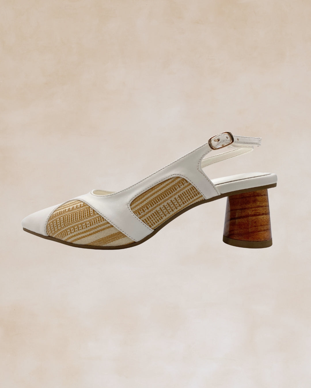 Adah | White Woven Slingback Heels