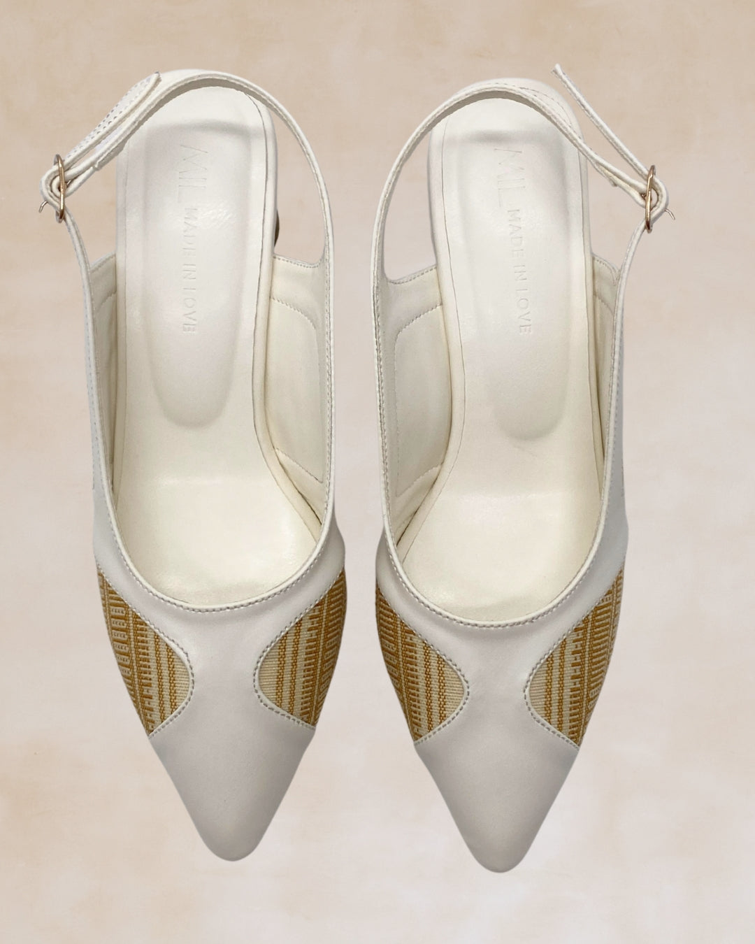 Adah | White Woven Slingback Heels
