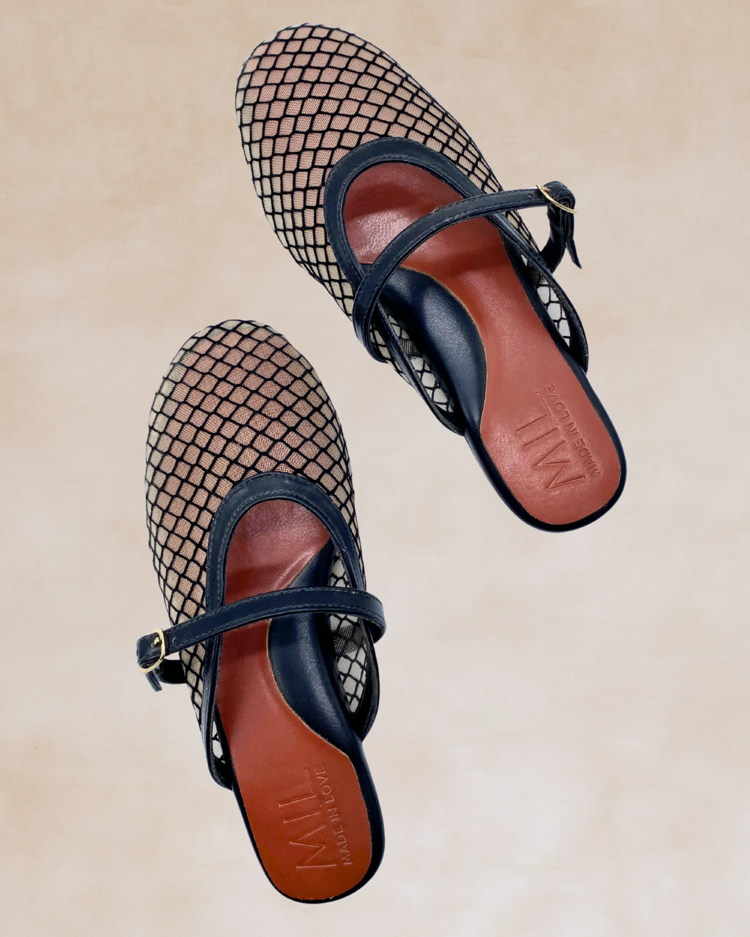 Hiraya Noir Mesh & Tan Mules