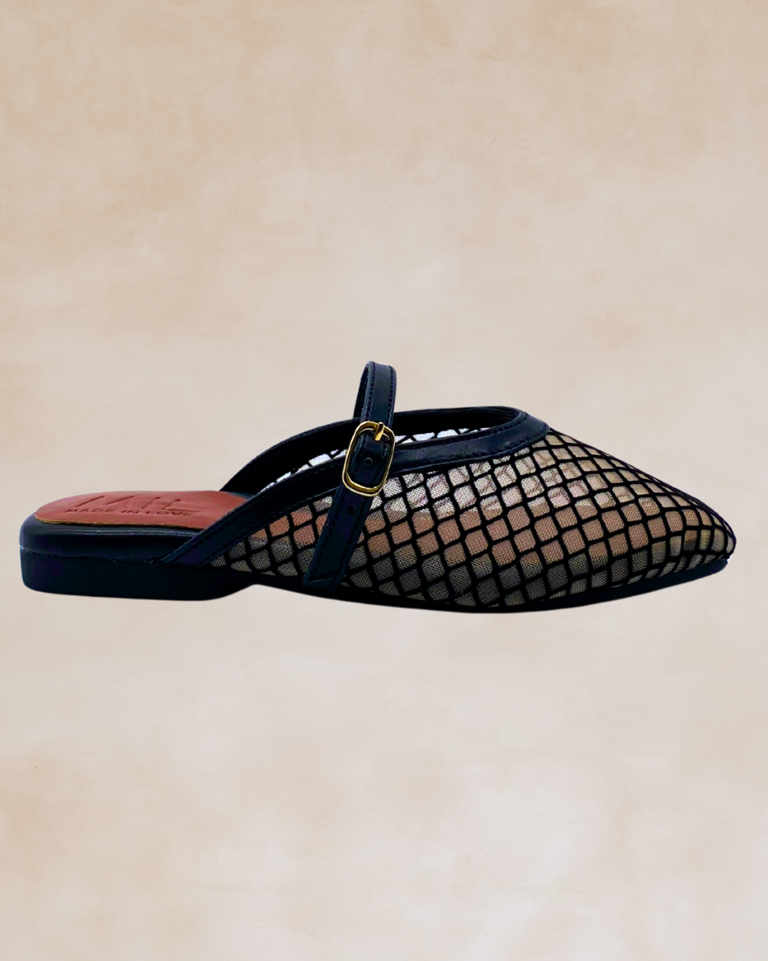 Hiraya Noir Mesh & Tan Mules